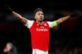 Soccer Football - Europa League - Round of 32 Second Leg - Arsenal v Olympiacos - Emirates Stadium, London, Britain - February 27, 2020  Arsenal's Pierre-Emerick Aubameyang celebrates scoring their first goal