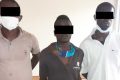 Jean Loîc Ngoyabi, Aimé Pamphile Inengue et Bonezi Buenos Baka Malamba après leur arrestation, le 11 septembre à Lastoursville. © Conservation Justice