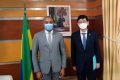 Le ministre de la santé, Guy Patrick Obiang Ndong, et l’ambassadeur de la République de Corée au Gabon, Chang Soo Ryu, le 3 février 2021. © D.R.