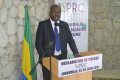 Le président du Parti du réveil citoyen, Thérence Gnembou Moutsona, lors de sa déclaration, le 26 juin 2021, à Libreville. © Gabonreview