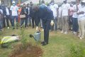 Mesmin Noël Sumaho plantant un arbre à l’occasion des activités de la journée mondiale de l’environnement au sein de l’UOB, le 5 juin 2021 à Libreville. © Gabonreview