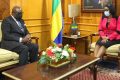 Pierre-Claver Maganga Moussavou, lors de son audience, le 1er juin 2021, chez la Première ministre. © Primature-Gabon