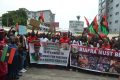 Les leaders de l’Ipob de Libreville et leurs membres lors de la manifestation du 23 juillet 2021, devant le siège des Nations unies à Libreville. © Gabonreview