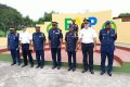 Le Commandant en chef des Forces de police nationale, le Général de division Serge Hervé Ngoma, les experts français et les officiels lors du lancement du Séminaire, le 13 septembre 2021, à Owendo. © Facebook/pplibreville