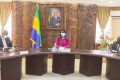 La Première a reçu, le 22 décembre 2021, les responsables de Meridiam et de la SAG. © Primature Gabon