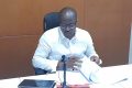 Me François Meye M’Efe pendant sa conférence de presse, le 17 mars 2022 à Libreville. © Gabonreview