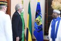 Le général Thierry Burkhard introduit auprès d'Ali Bongo par l'ambassadeur de France au Gabon, le 15 avril 2022, à Libreville. © Communication présidentielle