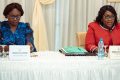 Nicole Jeannine Lydie Roboty épouse Mbou et Édith Ekiri Mounombi épouse Oyouomi devant les sénateurs, le 6 décembre 2022. © Sénat Gabon