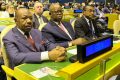 Ali Bongo et Michaël Moussa-Adamo (à sa gauche), le 20 septembre 2022, à New York. © Twitter