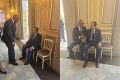 Le général Brice Clotaire Oligui Nguema et Paul Biya échangeant  à Paris. © D.R.