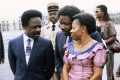 Omar, Ali Bongo et Patience Dabany en 1983. © AFP