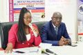 La présidente du Sameau, Nupsia Jennifer Mayombo et son partenaire EM-Gabon face à la presse, le 5 septembre 2024 à Libreville. © Gabonreview