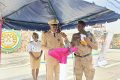 Le directeur de la prison centrale de Port-Gentil, le lieutenant-colonel Jean-Jacques Ona Mbenga, prononçant leurs discours au lancement de la 11e édition Octobre Rose. © GabonReview