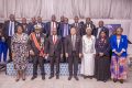 Autour du vice-président de la transition, Joseph Owondault Berre, et du directeur général, Olivier Rebienot Pellegrin, les membres de la Commission tripartite décorés, le 8 novembre 2024. © GabonReview