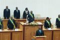 Le président de l’Assemblée nationale de la Transition, Jean François Ndongou, et ses collègues, le 31 décembre 2024. © GabonReview