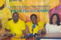 Des militants de l’UDIS, dont la secrétaire permanente Cynthia Lays Amorissani,  le 13 février 2025 à Owendo. © GabonReview