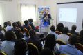 Romain Boutonnet, le directeur général de Sogafric Holding, face aux étudiants de l’Institut national des sciences de gestion (INSG), le 4 février 2025. © GabonReview